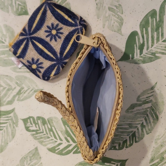 Wristlet and Coin Purse -  Woven Paper - Beachy Coastal / Tiki - NWOT - Picture 2 of 11